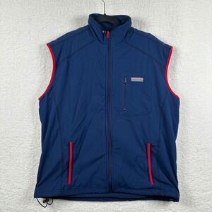 Castaway Ocean Reef Mens Navy Blue Fleece Lined Full Zip Vest L Nautical Coastal